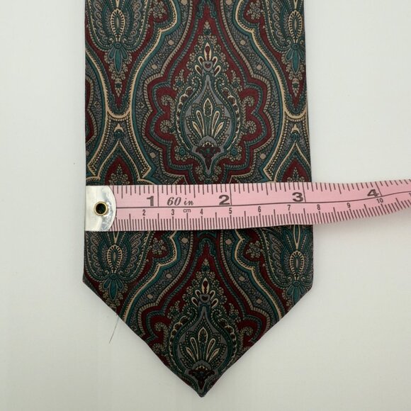 Lands’ End Direct Merchants Men’s Necktie Maroon/Green/Blue 90’s Office - Picture 6 of 8